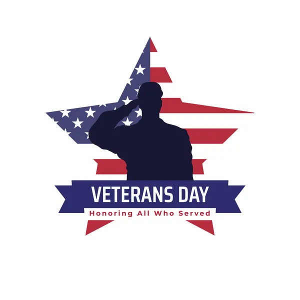 Happy Veterans Day Banner Greeting Card Logo Honoring All Who — Stock Vector