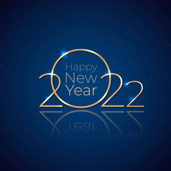 Yeni Yıl 2022 Tatil Tebrik Kartı Koyu Mavi Arka Planda — Stok Vektör