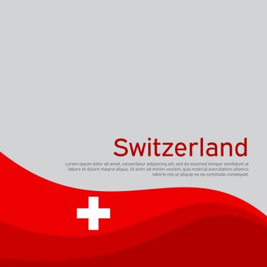 Soyut İsviçre bayrağı sallama. Vatansever İsviçre tatil kartları tasarlamak için yaratıcı bir altyapı. Ulusal poster. Kapak, İsviçre 'nin ulusal renklerinde pankart. Vektör illüstrasyonu