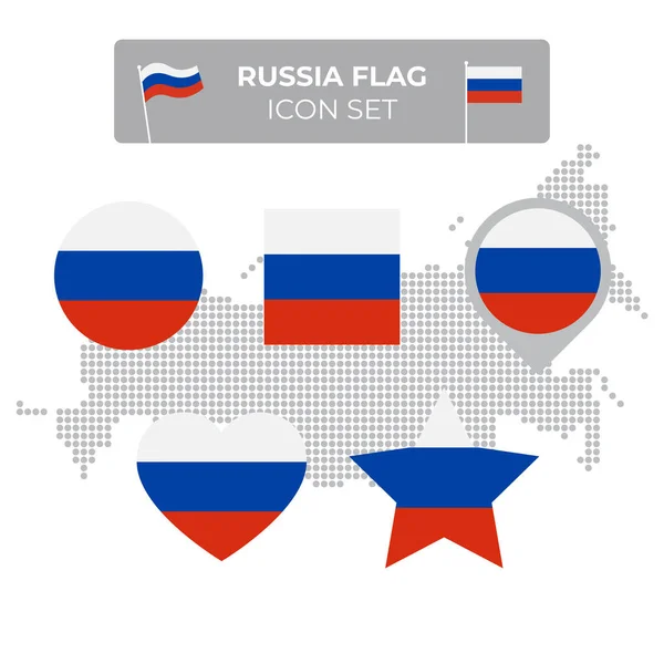 Ρωσία Εικονίδια Σημαία Που Σχήμα Τετραγώνου Καρδιά Κύκλος Αστέρια Και — Διανυσματικό Αρχείο