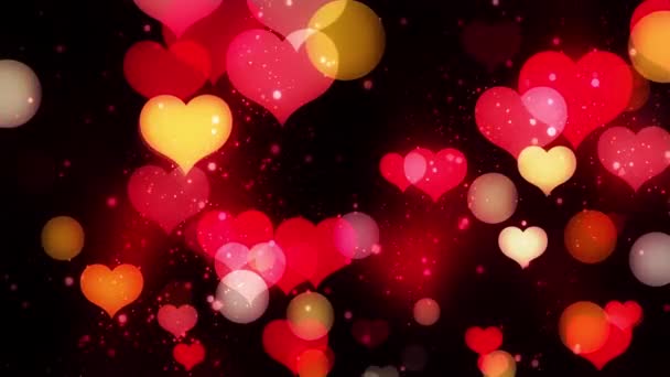 Bokeh Valentine Background Red Gold Hearts Valentines Day Beautiful Magic — Stockvideo