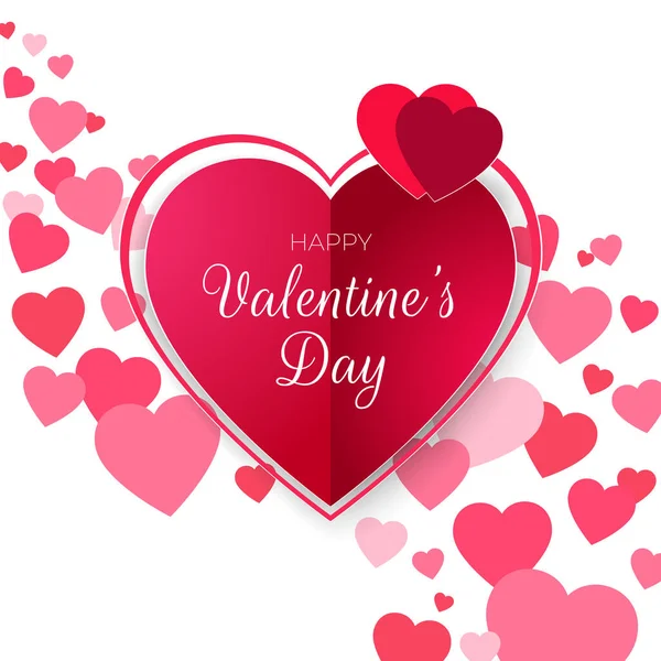 Dia Dos Namorados Cartão Saudação Com Corações Cor Rosa Feliz — Vetor de Stock