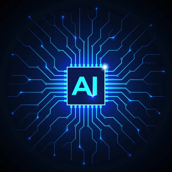 Intelligence Artificielle Processeur Abstrait Puce Numérique Informatique Carte Circuit Imprimé — Image vectorielle