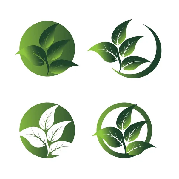 Logos Zielony Liść Ekologia Natura Element Wektor Ikona — Wektor stockowy