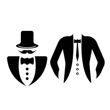 Tuxedo logo design illustration vintage hipster vector
