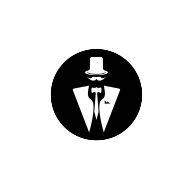 Tuxedo logo design illustration vintage hipster vector