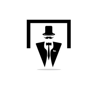 Smokin logosu tasarımı illüstrasyon klasik hipster vektörü