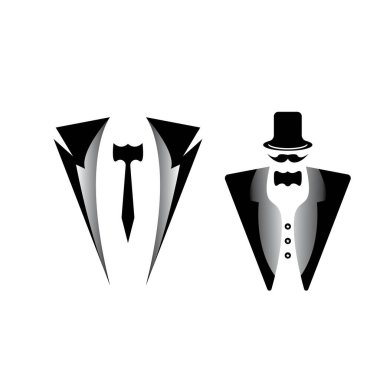 Tuxedo logo design illustration vintage hipster vector