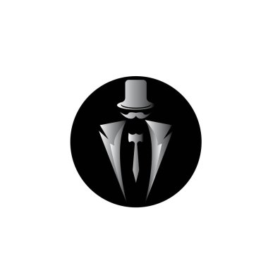 Tuxedo logo design illustration vintage hipster vector