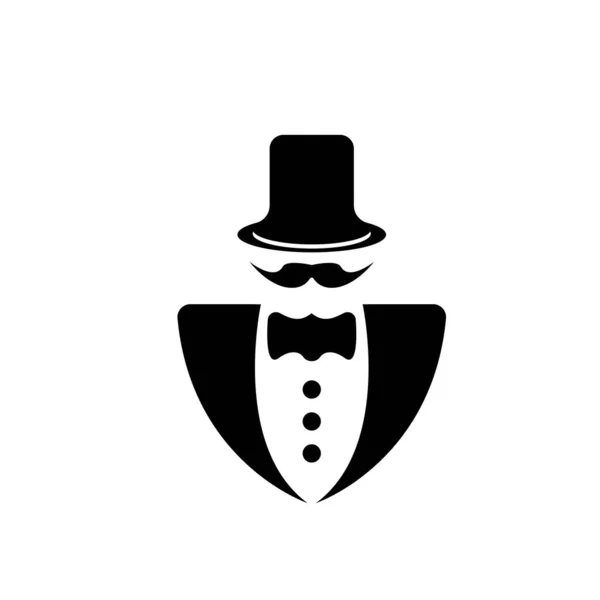 Tuxedo Logo Design Illustration Vintage Hipster Vector — Stok Vektör