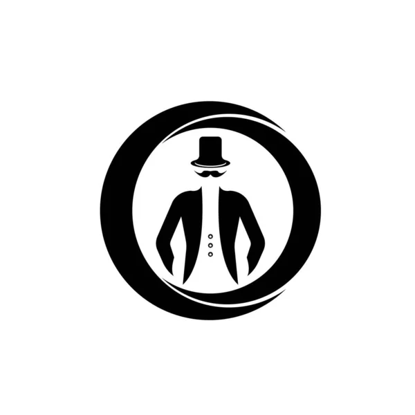 Esmoquin Logo Diseño Ilustración Vintage Hipster Vector — Archivo Imágenes Vectoriales