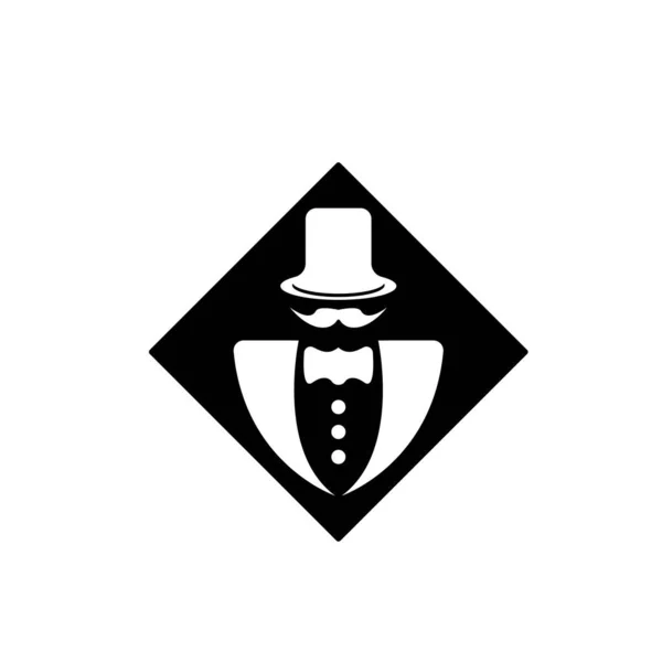Tuxedo Logo Design Illustration Vintage Hipster Vektor — Stock vektor