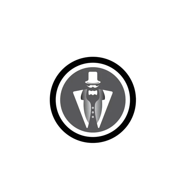 Tuxedo Logo Design Illustration Vintage Hipster Vector — Stockový vektor