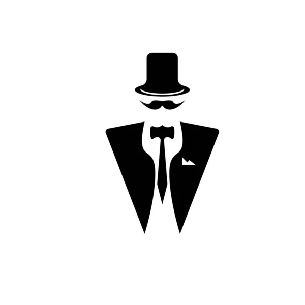 Tuxedo Logo Design Illustration Vintage Hipster Vector — ストックベクタ