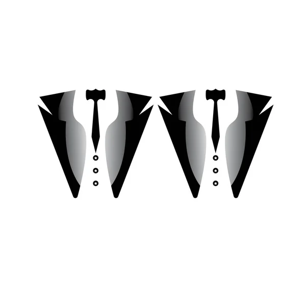 Tuxedo Logo Design Illustration Vintage Hipster Vector — Stockvektor
