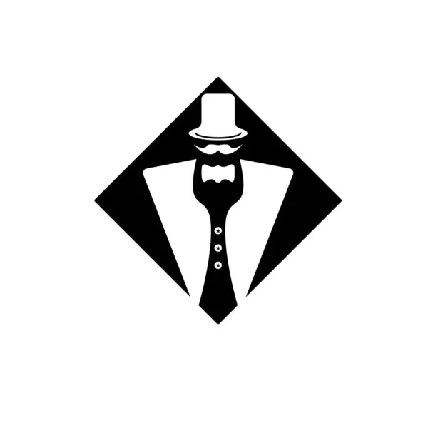 Tuxedo Logo Design Illustration Vintage Hipster Vector — Stockový vektor