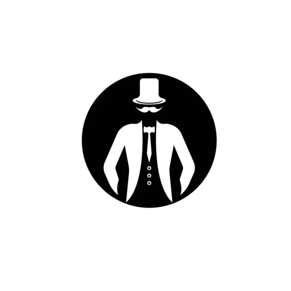 Tuxedo Logo Design Illustration Vintage Hipster Vector — Stockový vektor