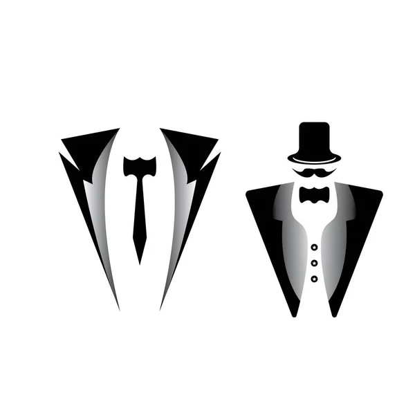 Tuxedo Logo Design Illustration Vintage Hipster Vector — Stockový vektor