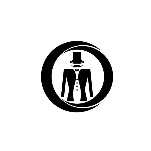 Tuxedo Logo Design Illustration Vintage Hipster Vektor — Stock vektor