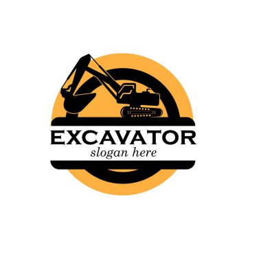 Kazıcı Vektör Logo Şablonu. Yapı, vektör illüstrasyonu