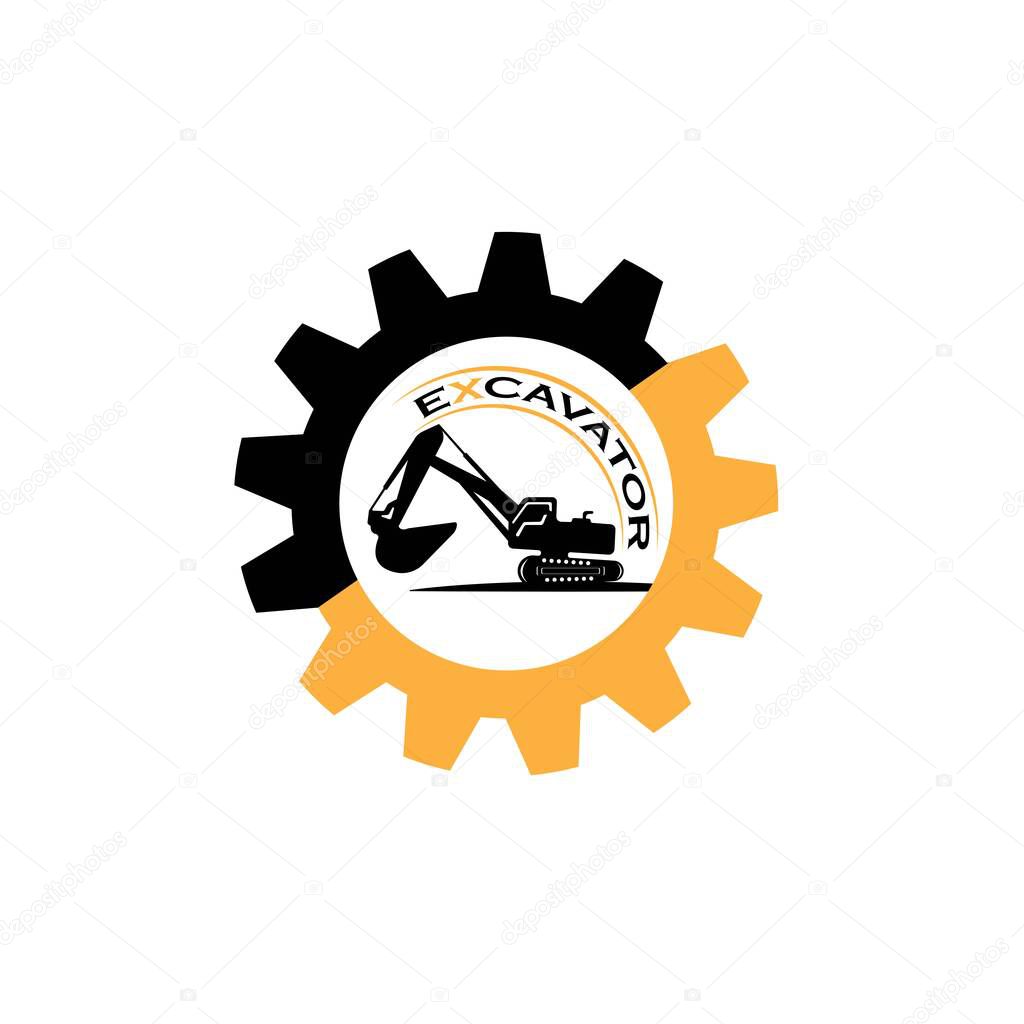 Excavator Vector Logo Template. construction, vector illustration