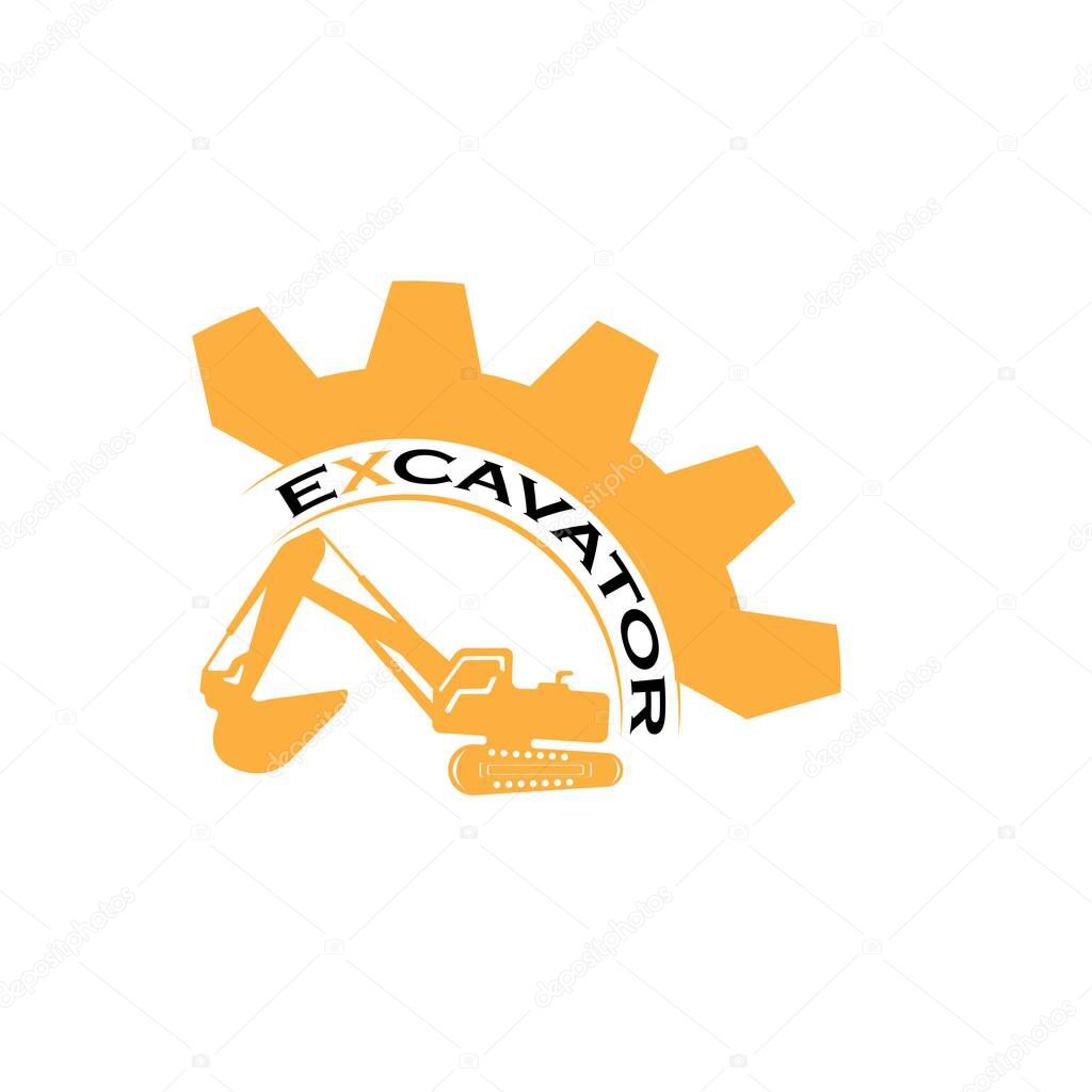 Excavator Vector Logo Template. construction, vector illustration