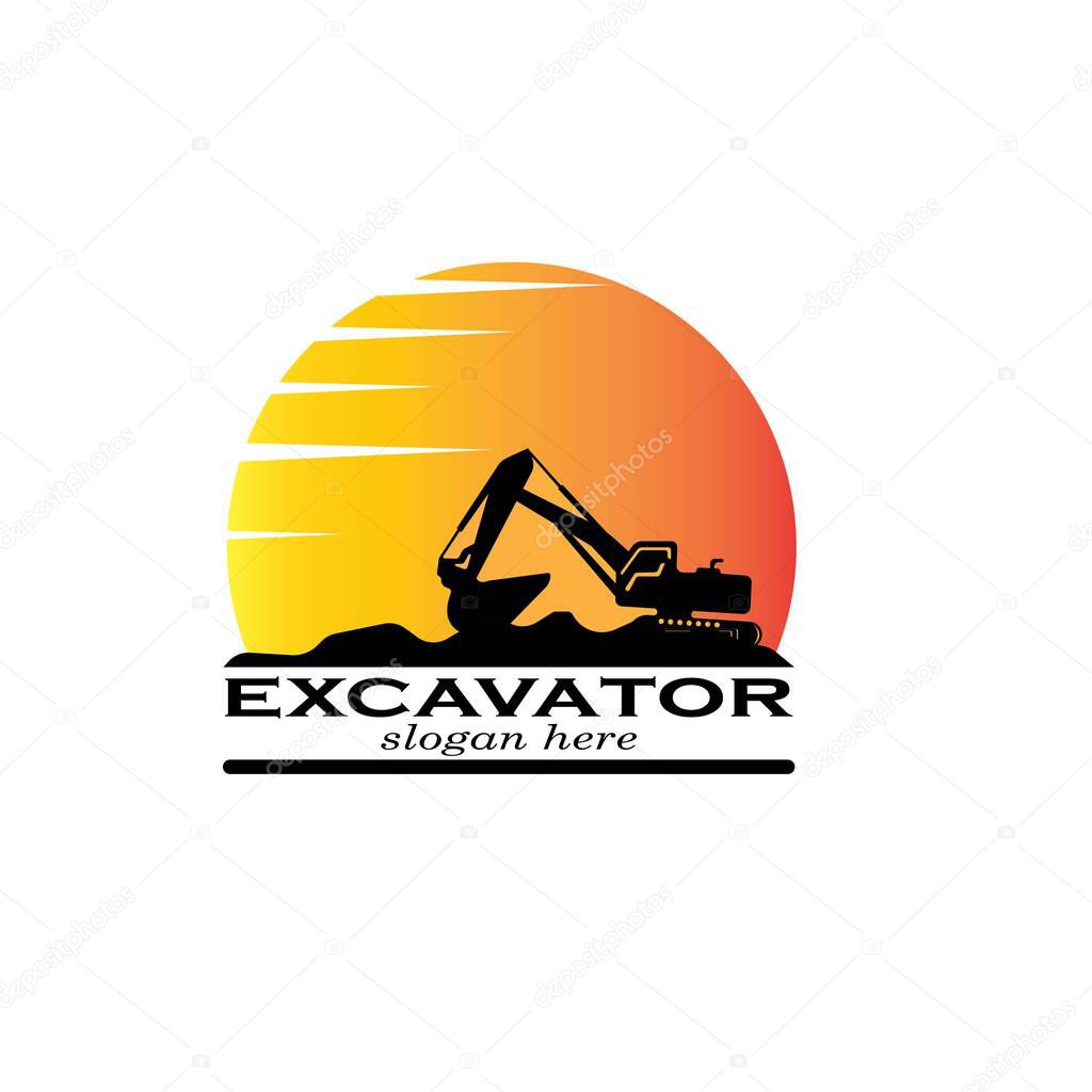Excavator Vector Logo Template. construction, vector illustration