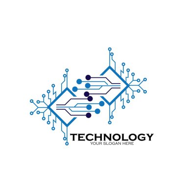 Teknoloji Logosu Tasarım Vektörü, Amblem, Tasarım Konsepti, Yaratıcı Sembol, Simge Simgesi, Simge