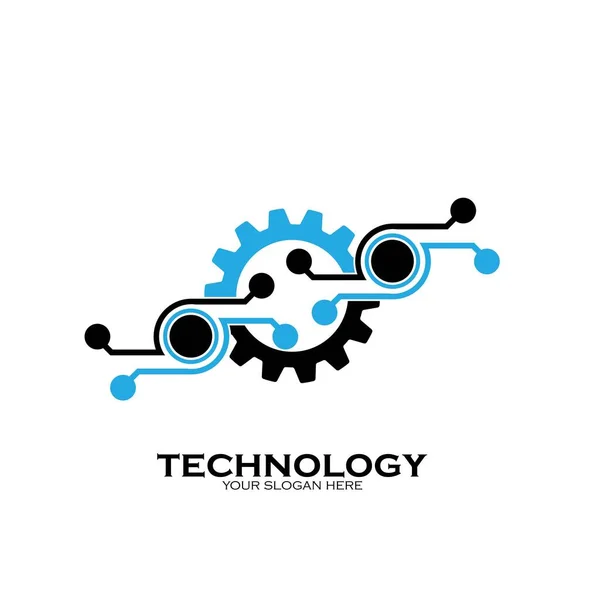 Tecnologia Logo Template Design Vettoriale Emblema Concetto Design Simbolo Creativo — Vettoriale Stock