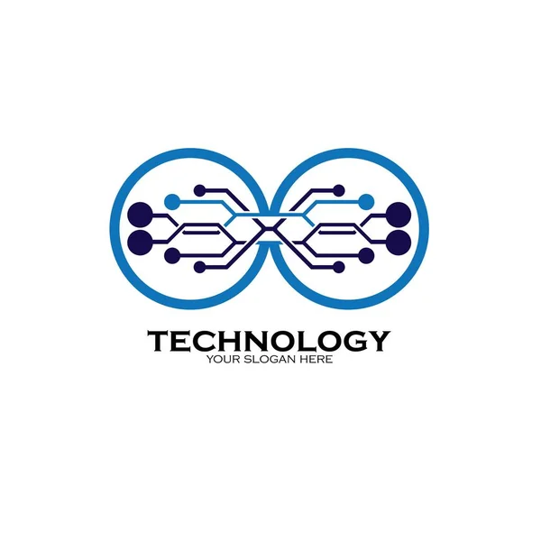 Tecnologia Logo Template Design Vettoriale Emblema Concetto Design Simbolo Creativo — Vettoriale Stock