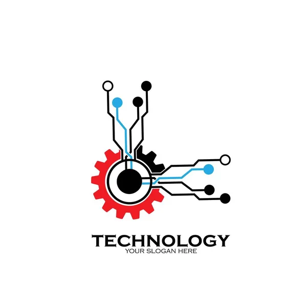 Modèle Logo Technologie Vecteur Conception Emblème Concept Conception Symbole Créatif — Image vectorielle