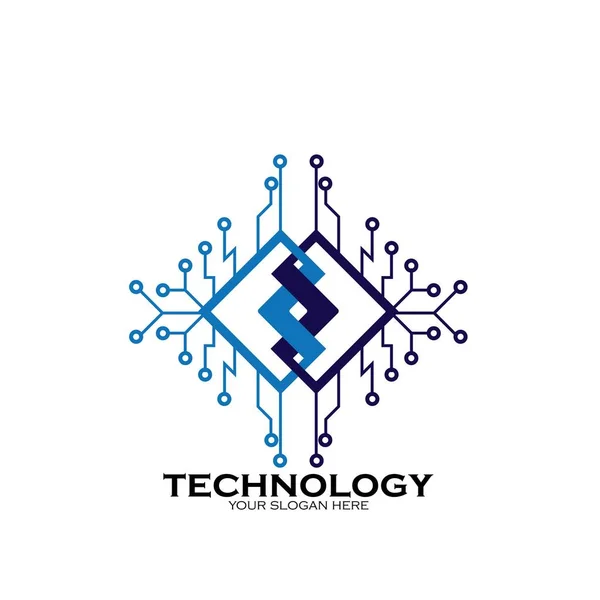 Tecnología Logo Template Design Vector Emblema Concepto Diseño Símbolo Creativo — Archivo Imágenes Vectoriales