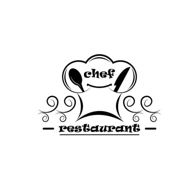 Şef şapka simgesi logo şablonu çizimi