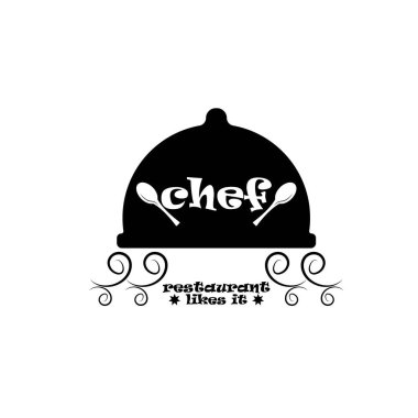 Şef şapka simgesi logo şablonu çizimi