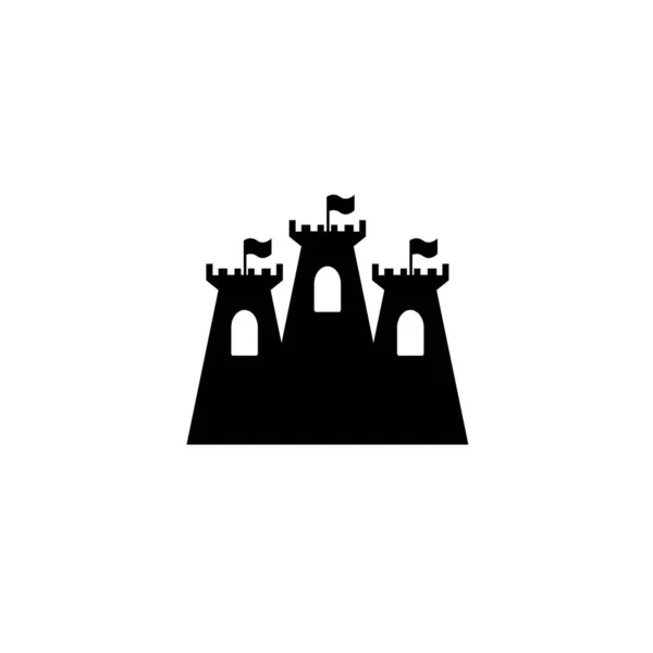 Icona Del Castello Trendy Disegno Piatto Logo Vettoriale Illustrazione — Vettoriale Stock