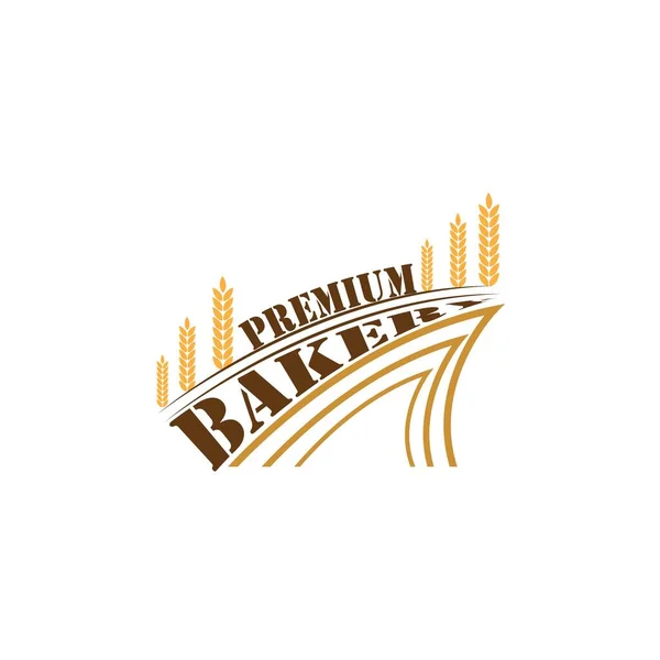 Bakkerij Logo Badge Met Tarwe Vector Illustratie — Stockvector