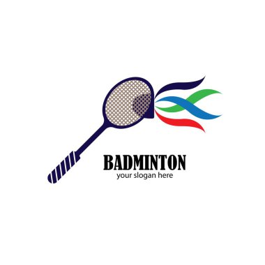 Badminton Logo Tasarım Şablon Vektörü illüstrasyonu