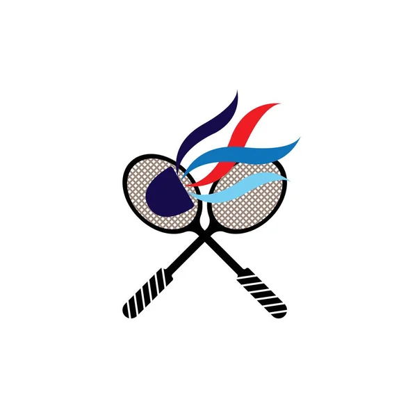 Badminton Logotyp Design Mall Vektor Illustration — Stock vektor