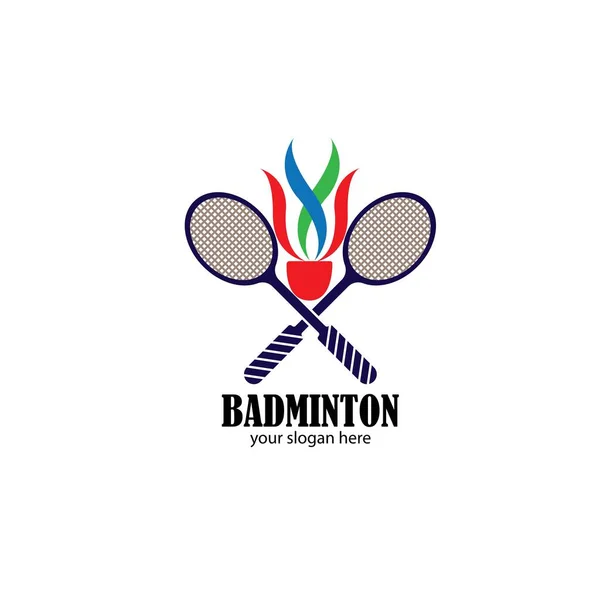 Badminton Logotyp Design Mall Vektor Illustration — Stock vektor