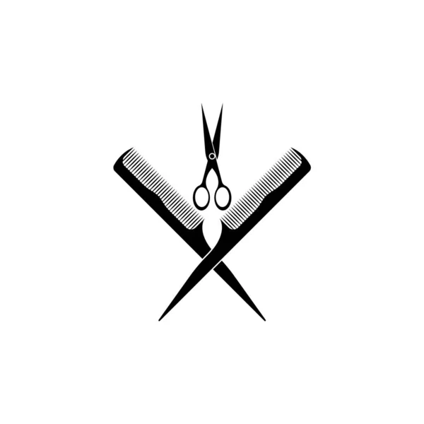 Tijeras Peine Icon Modern Design Vector Illustration Flat Logo — Vector de stock