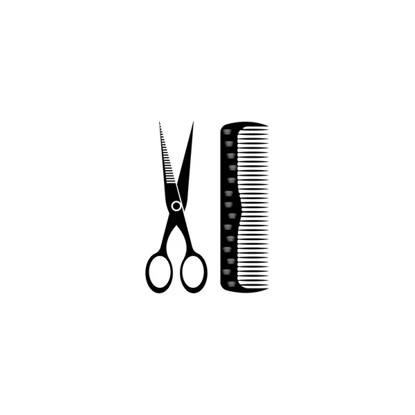 Tesoura Pente Icon Modern Design Vector Illustration Flat Logo Barber —  Vetores de Stock