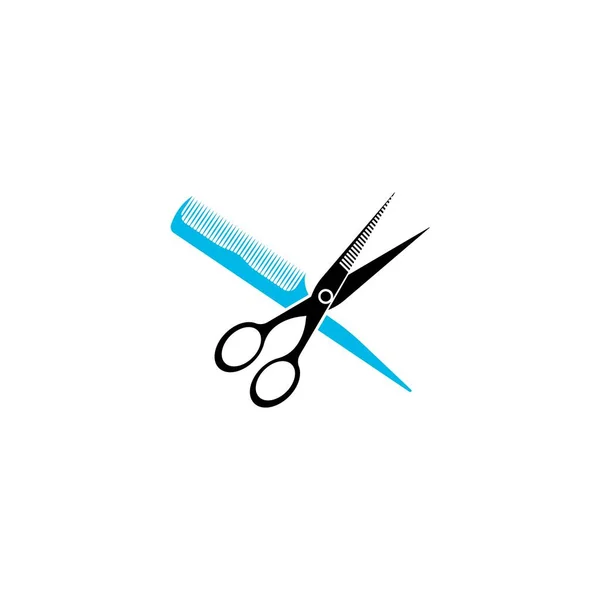 Tesoura Pente Icon Modern Design Vector Illustration Flat Logo Barber —  Vetores de Stock