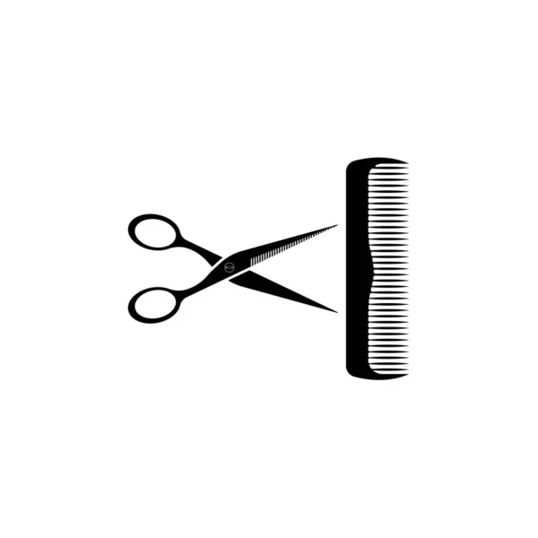 Tesoura Pente Icon Modern Design Vector Illustration Flat Logo Barber —  Vetores de Stock