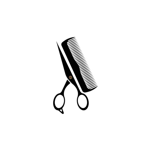 Tesoura Pente Icon Modern Design Vector Illustration Flat Logo Barber — Vetor de Stock