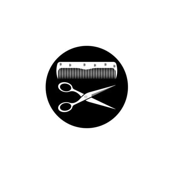 Makas Tarak Ikonu Modern Tasarım Vektör Illüstrasyonu Düz Logo Berber — Stok Vektör