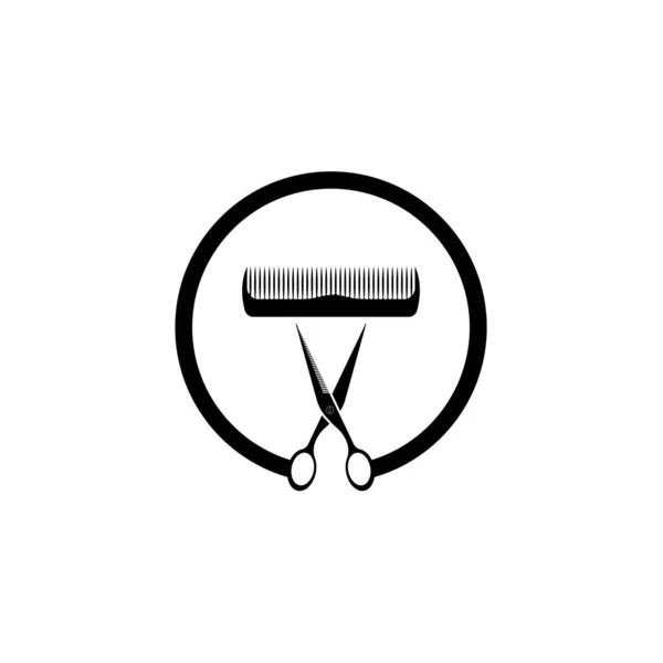 Ciseaux Peigne Icon Modern Design Vector Illustration Flat Logo Barber — Image vectorielle