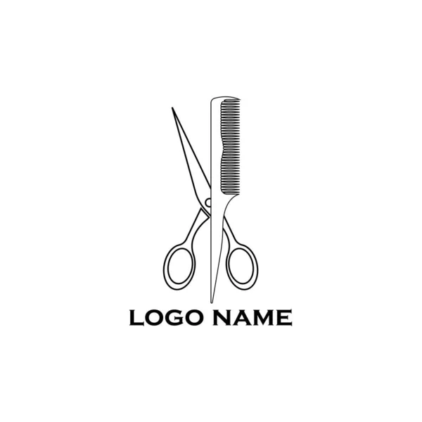 Makas Tarak Ikonu Modern Tasarım Vektör Illüstrasyonu Düz Logo Berber — Stok Vektör
