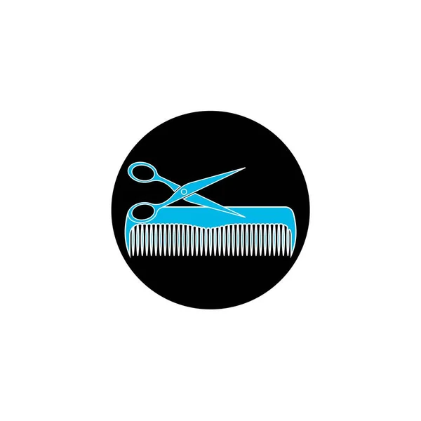 Tesoura Pente Icon Modern Design Vector Illustration Flat Logo Barber — Vetor de Stock