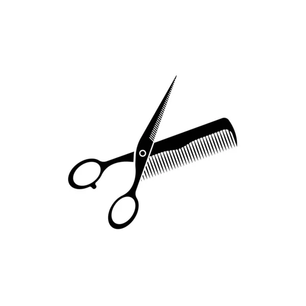 Tesoura Pente Icon Modern Design Vector Illustration Flat Logo Barber — Vetor de Stock