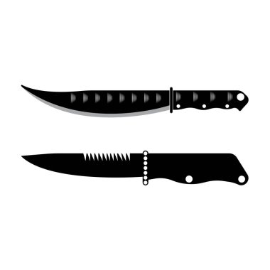 Et ikonu için bıçak. Bıçak ve şef, mutfak sembolü Kasap 'ın logo, poster ve amblem tasarımı elementleri. Vektör İllüstrasyonu